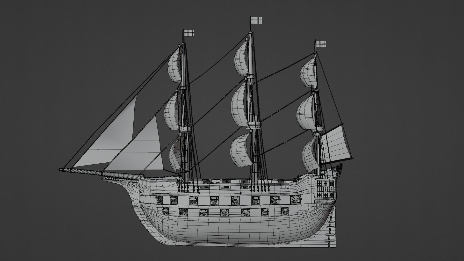 Sailing ship Low-poly 3D model_8