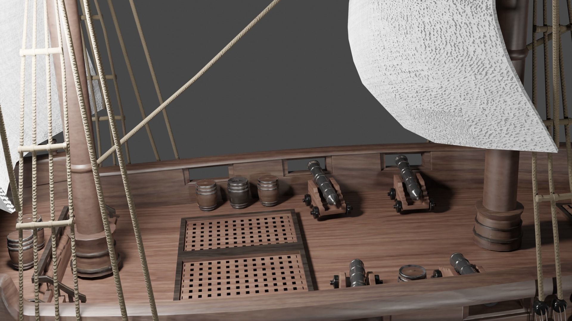 Sailing ship Low-poly 3D model_6