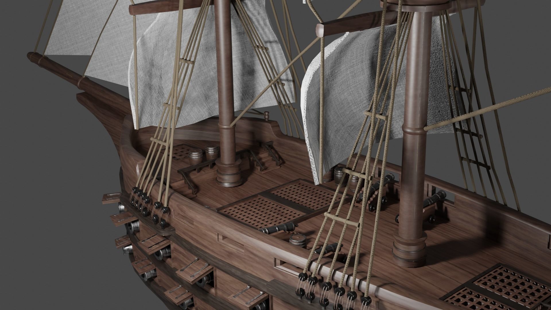 Sailing ship Low-poly 3D model_5