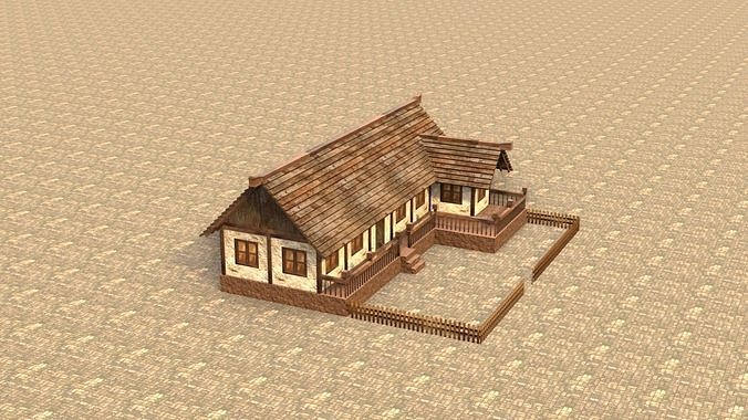 Medieval house sixteen 14 Low-poly 3D model 6