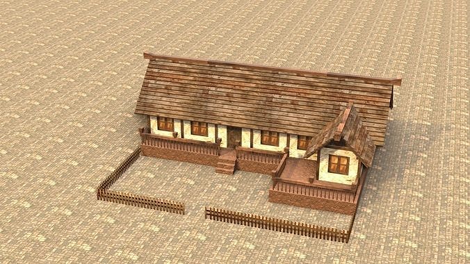 Medieval house sixteen 14 Low-poly 3D model 4