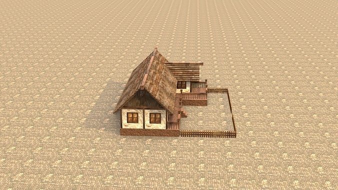 Medieval house sixteen 14 Low-poly 3D model 7