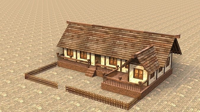 Medieval house sixteen 14 Low-poly 3D model 3