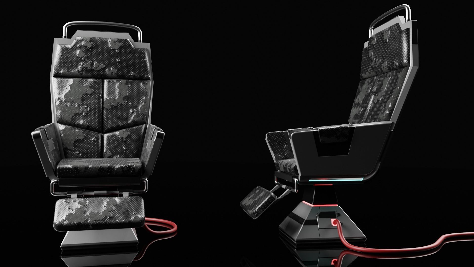 Sci-Fi Electronic Lab Chair Low-poly 3D model_3