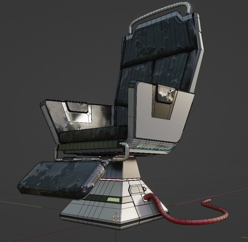 Sci-Fi Electronic Lab Chair Low-poly 3D model_6