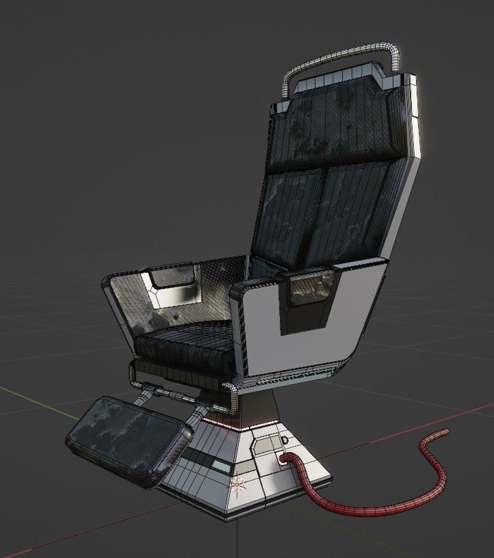 Sci-Fi Electronic Lab Chair Low-poly 3D model_4