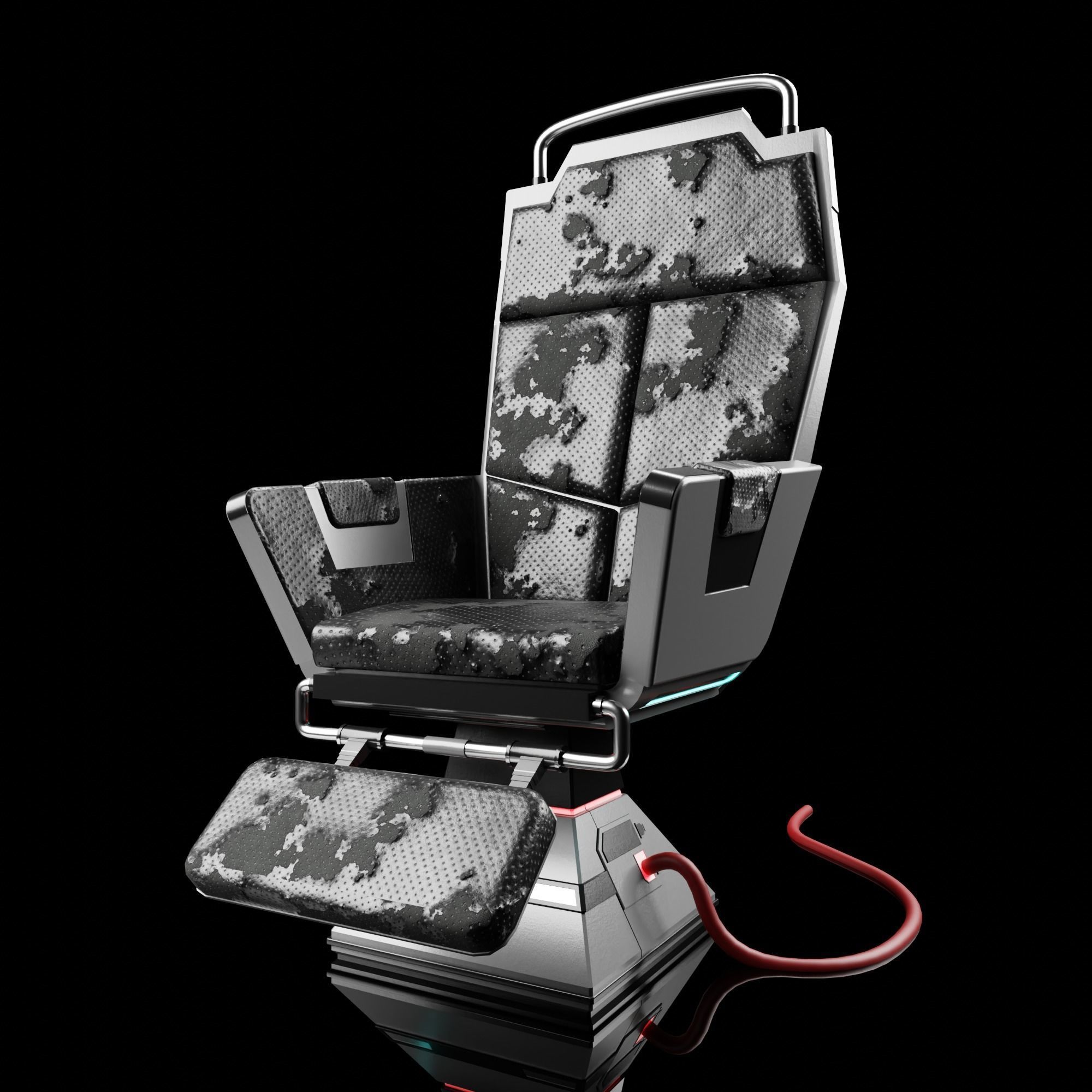 Sci-Fi Electronic Lab Chair Low-poly 3D model_1