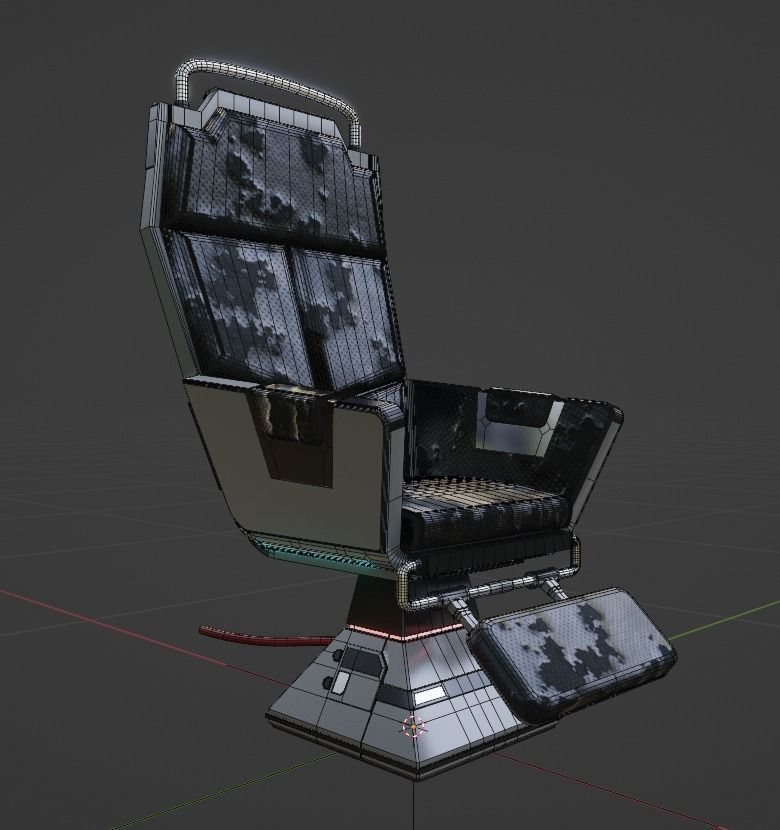 Sci-Fi Electronic Lab Chair Low-poly 3D model_5