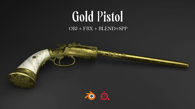Gold Pistol 3D model