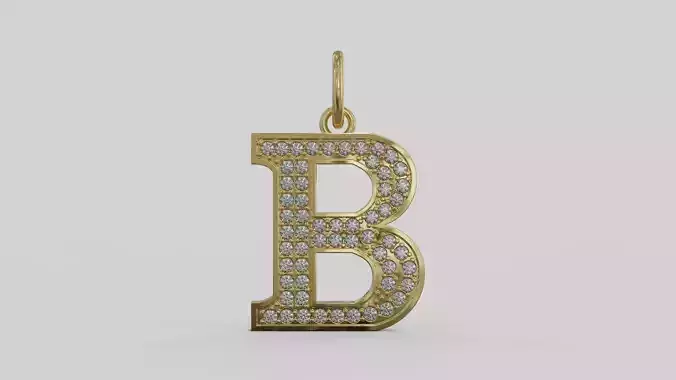 Letter pendant B with diamond 