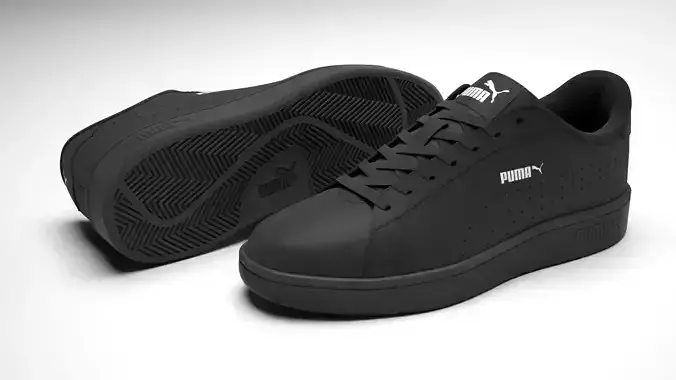 Puma Smash 3 Perf Black Leather Sneakers