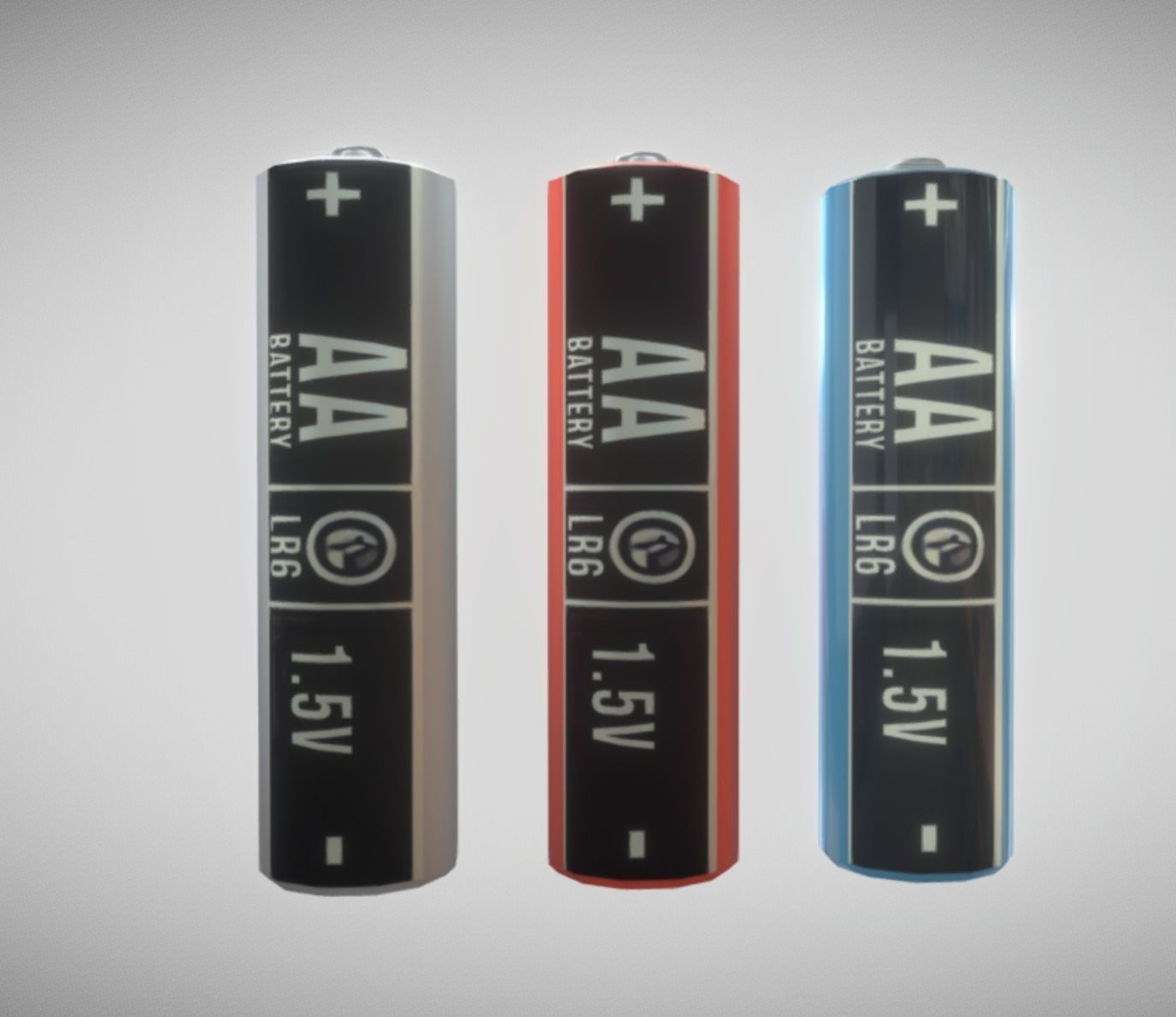 AA Batteries 3x Low-Poly Game-Ready PBR VR AR Low-poly 3D model_1