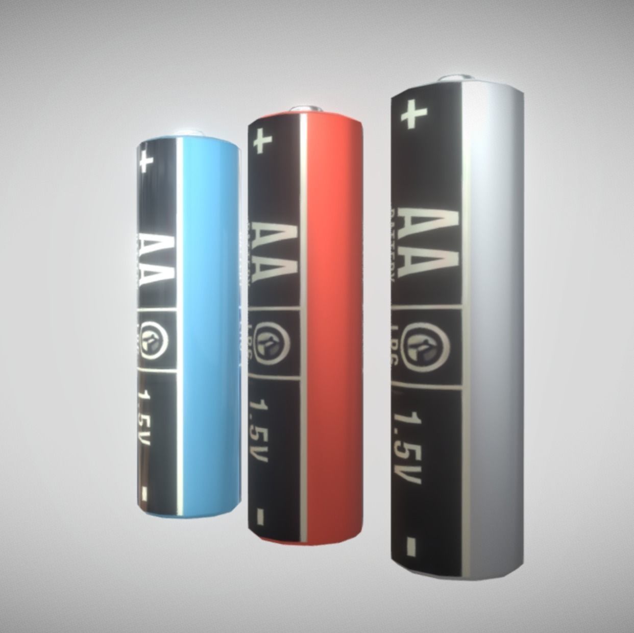 AA Batteries 3x Low-Poly Game-Ready PBR VR AR Low-poly 3D model_6