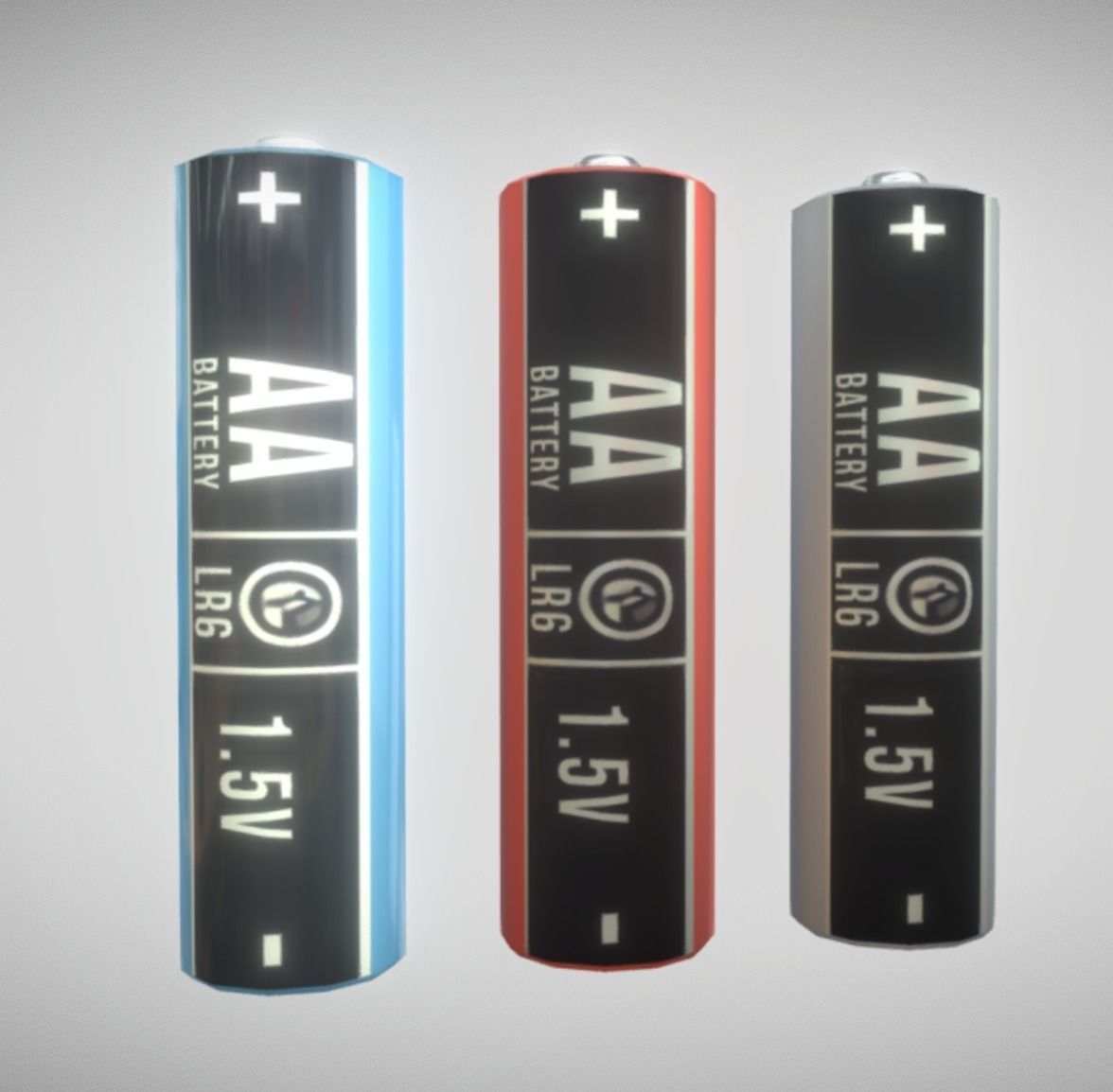 AA Batteries 3x Low-Poly Game-Ready PBR VR AR Low-poly 3D model_5