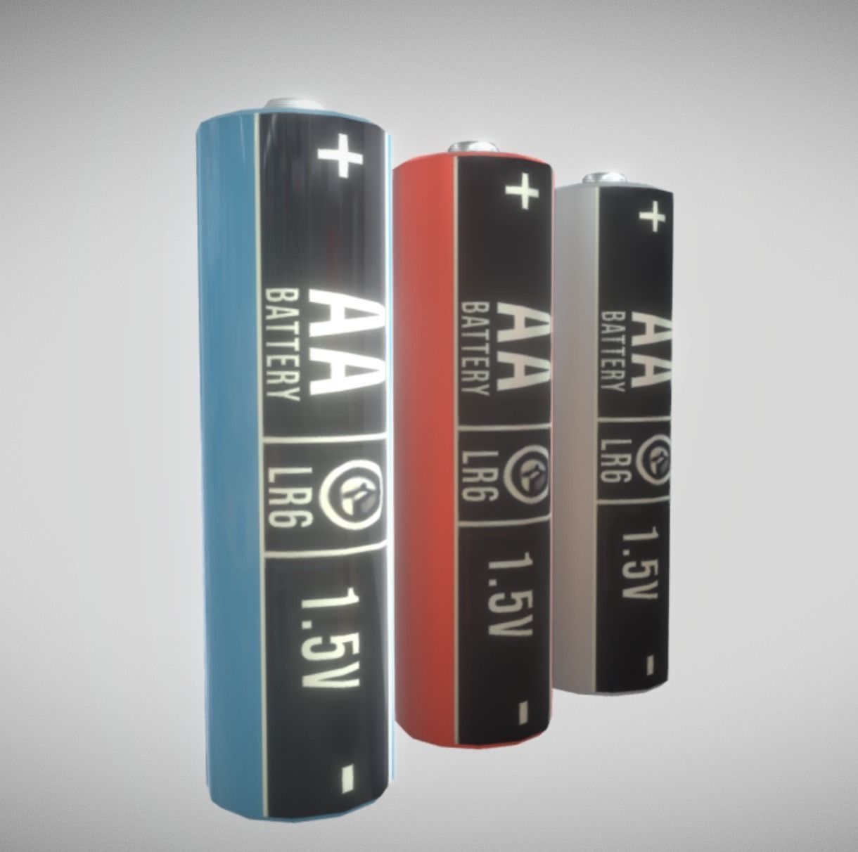 AA Batteries 3x Low-Poly Game-Ready PBR VR AR Low-poly 3D model_4