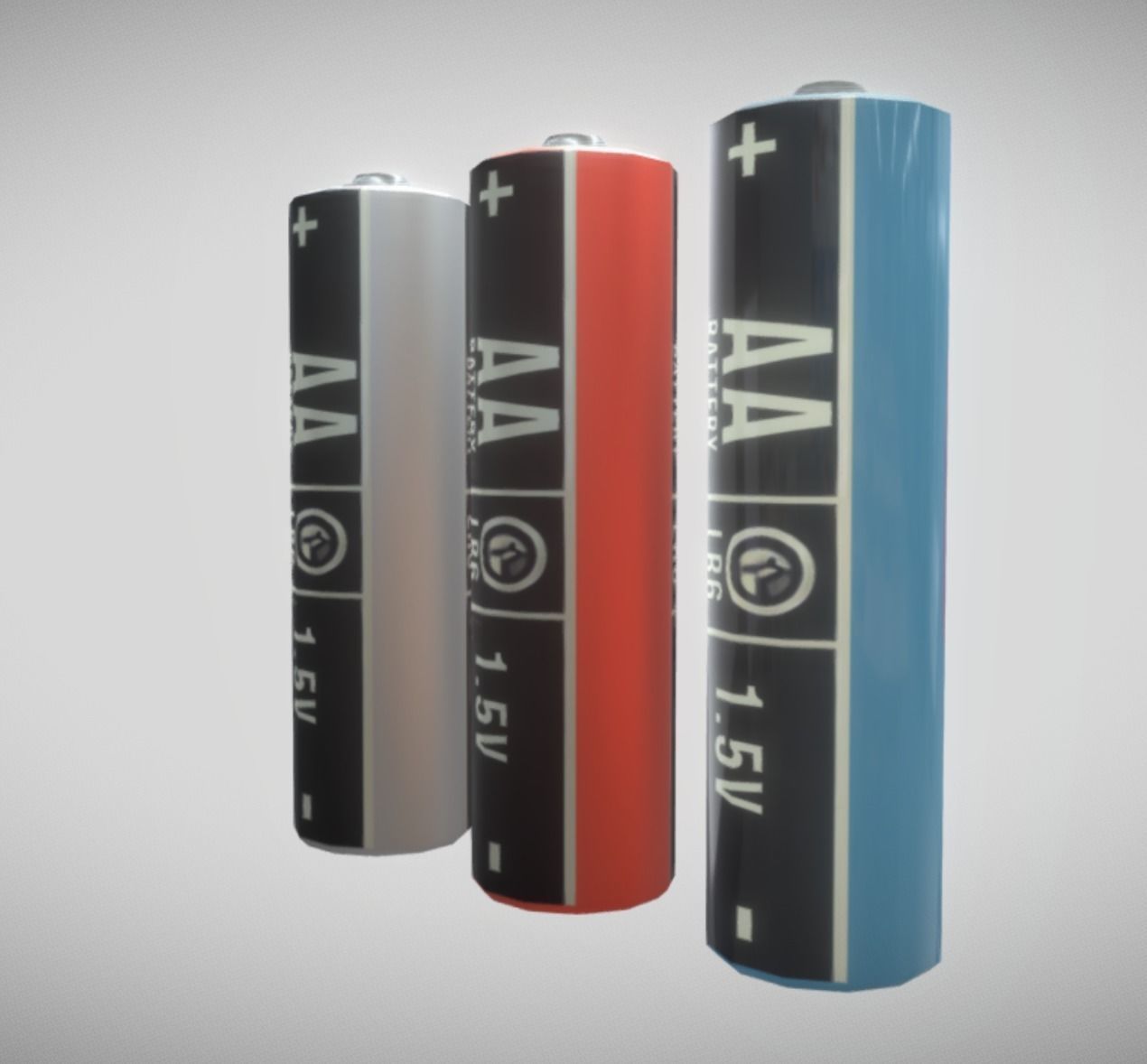 AA Batteries 3x Low-Poly Game-Ready PBR VR AR Low-poly 3D model_2
