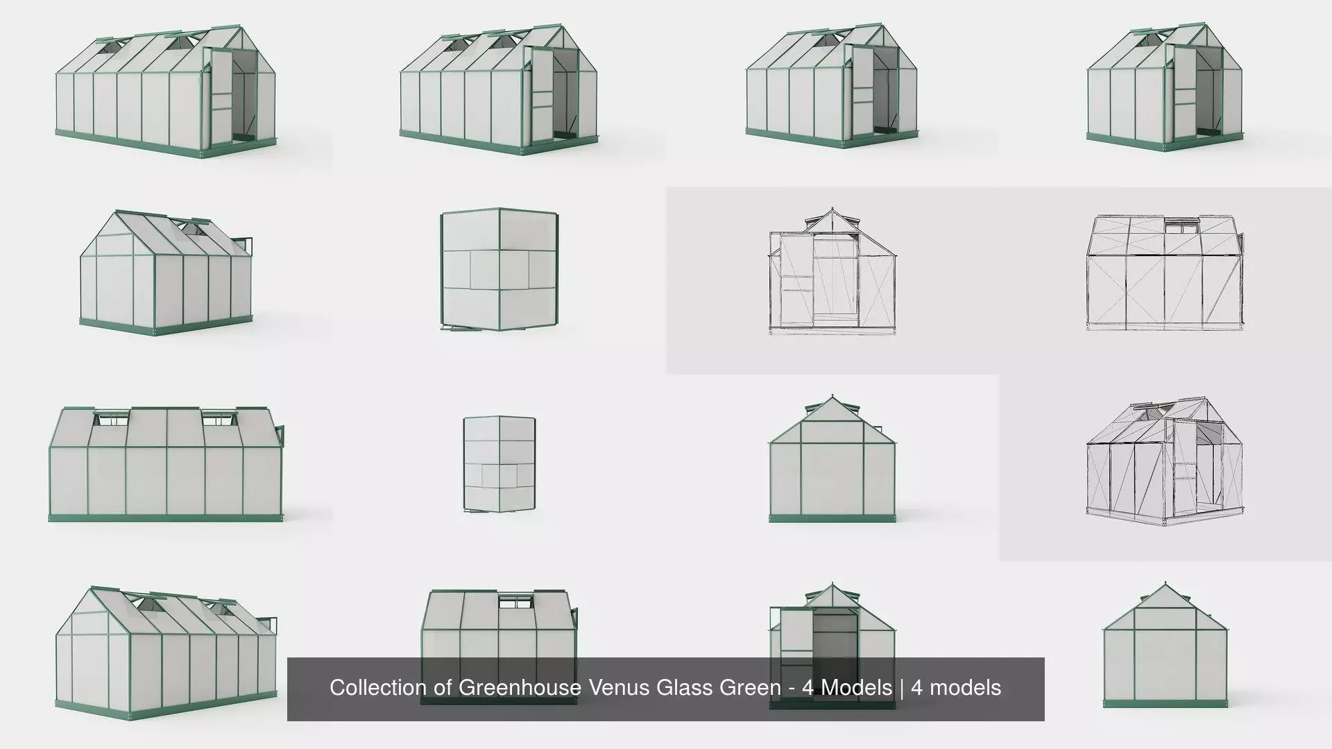 Collection of Greenhouse Venus Glass Green - 4 Models _0