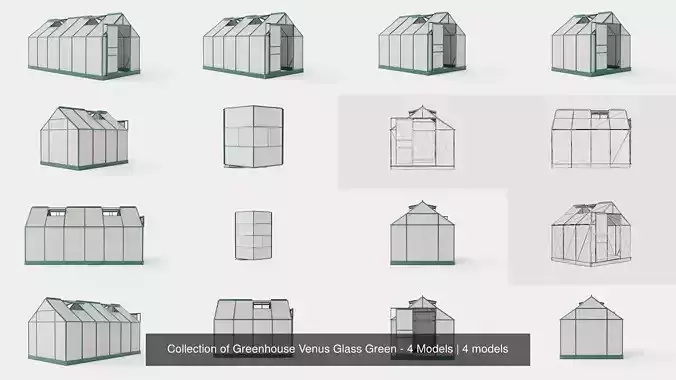 Collection of Greenhouse Venus Glass Green - 4 Models Collection of Greenhouse Venus Glass Green - 4 Models