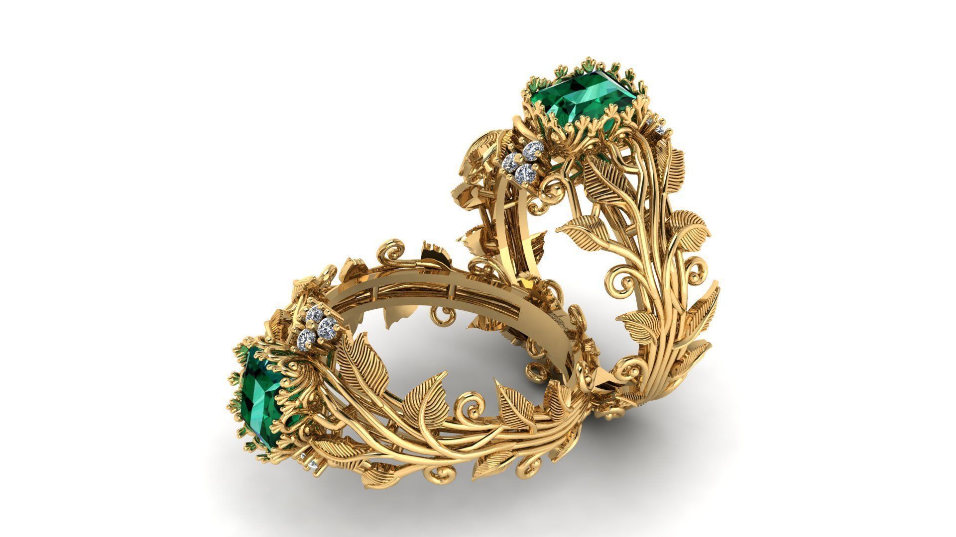 Ai Concept leaves ring 3D print model_12