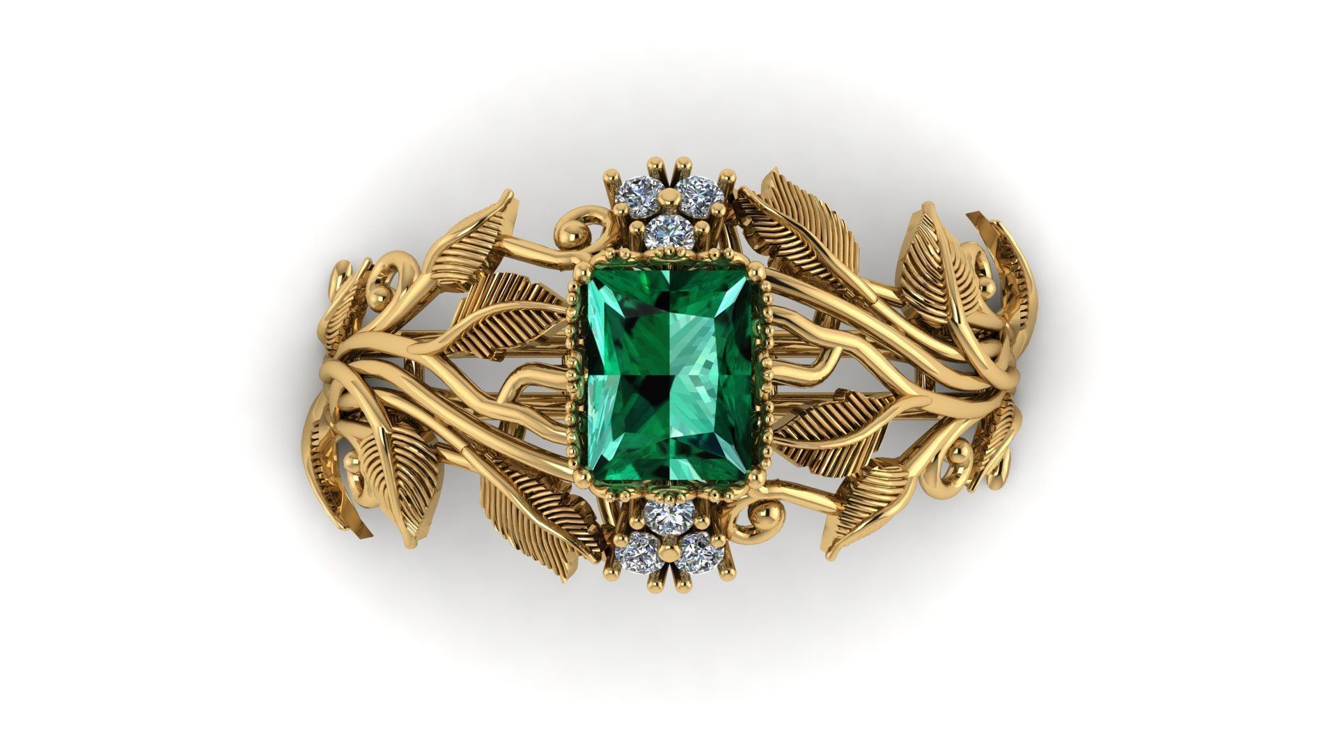 Ai Concept leaves ring 3D print model_6