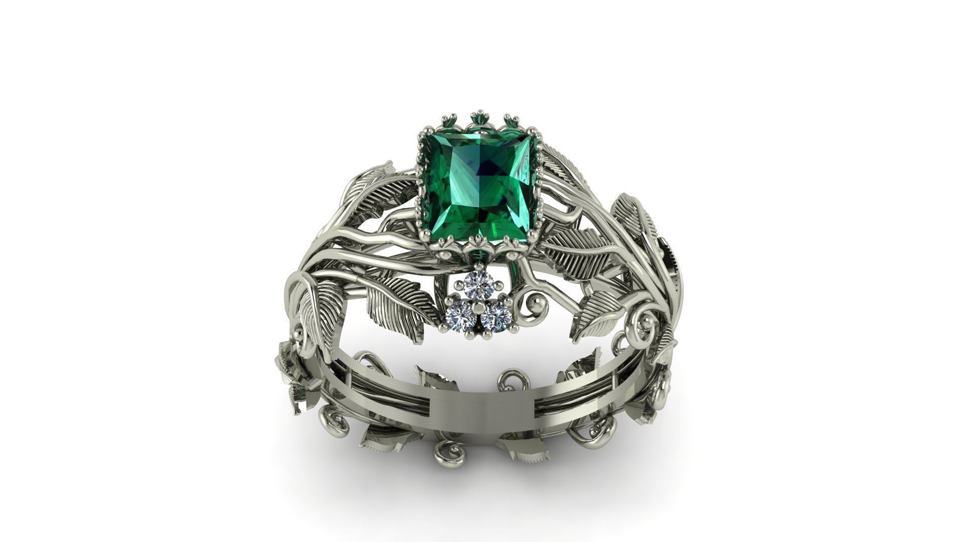 Ai Concept leaves ring 3D print model_4