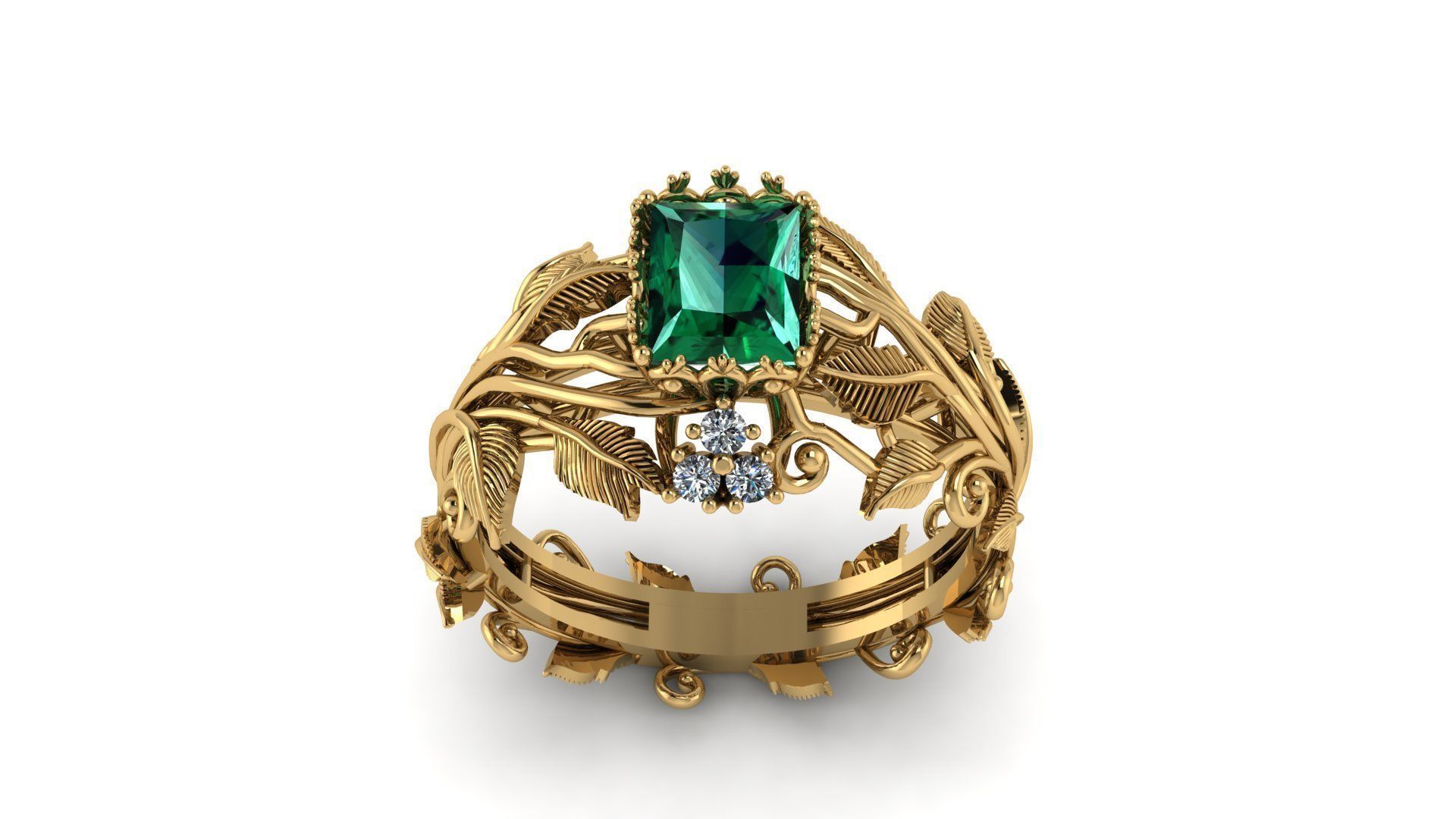 Ai Concept leaves ring 3D print model_3