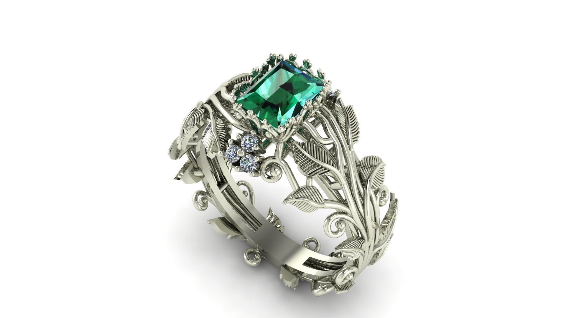 Ai Concept leaves ring 3D print model_1