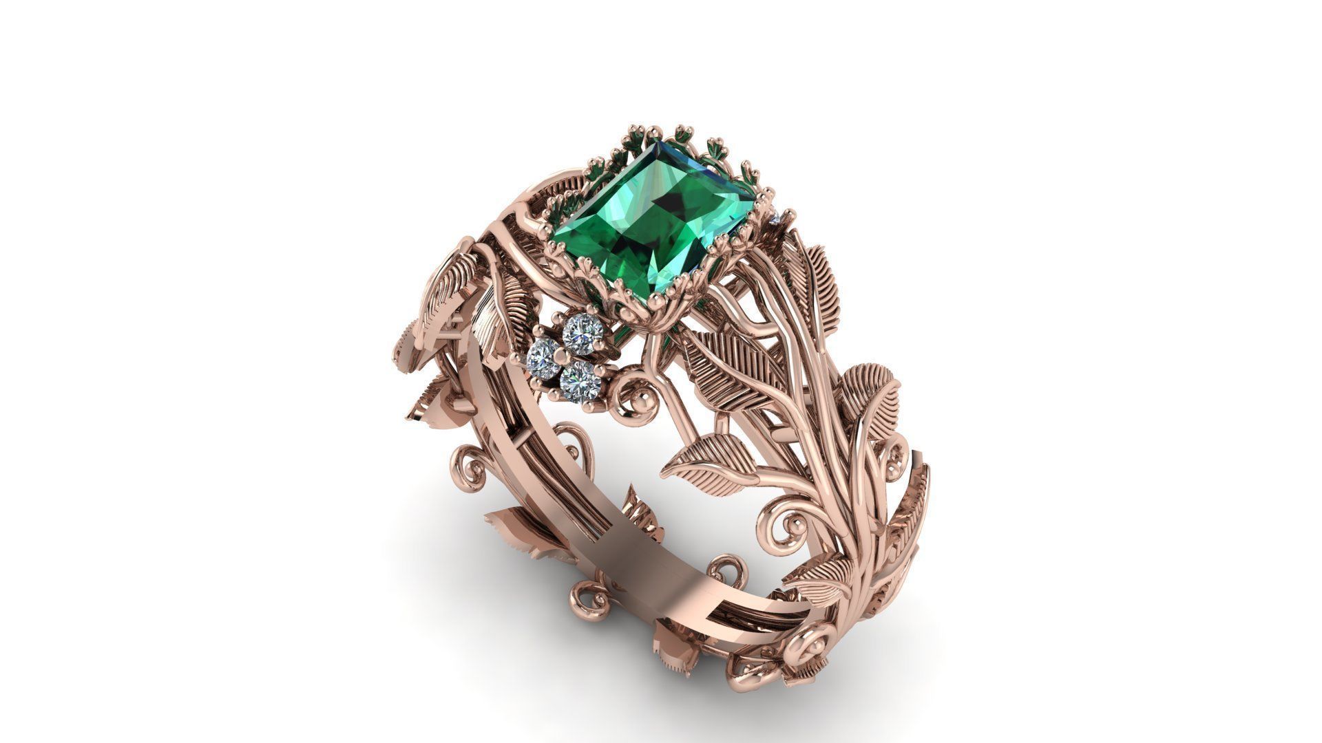 Ai Concept leaves ring 3D print model_2