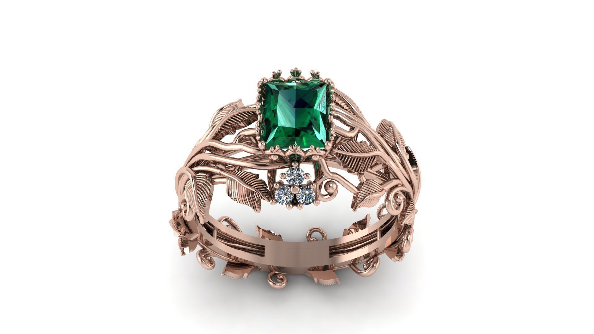 Ai Concept leaves ring 3D print model_5