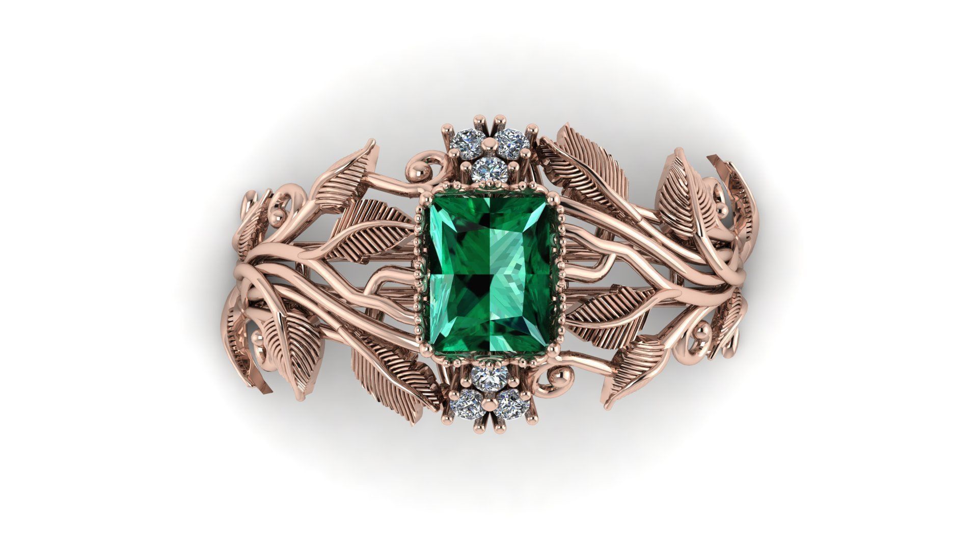 Ai Concept leaves ring 3D print model_8