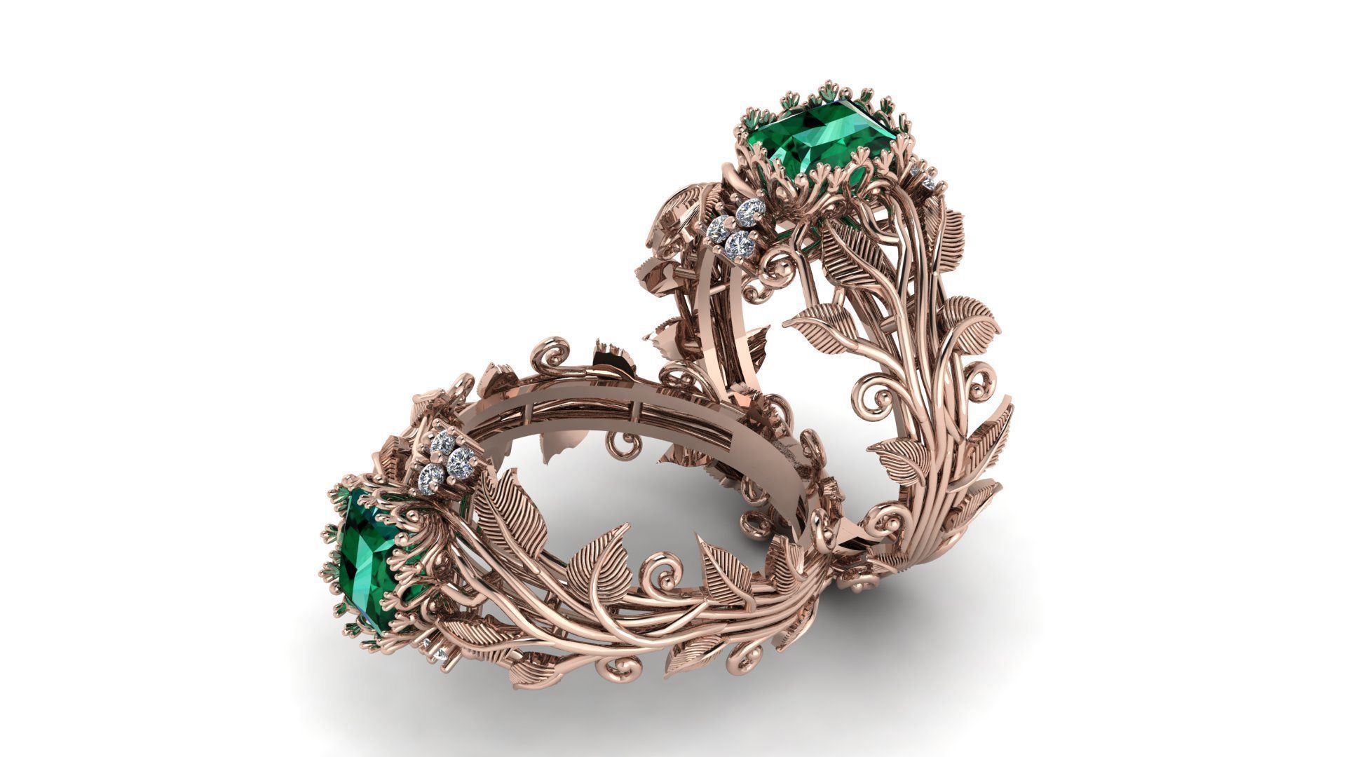 Ai Concept leaves ring 3D print model_14