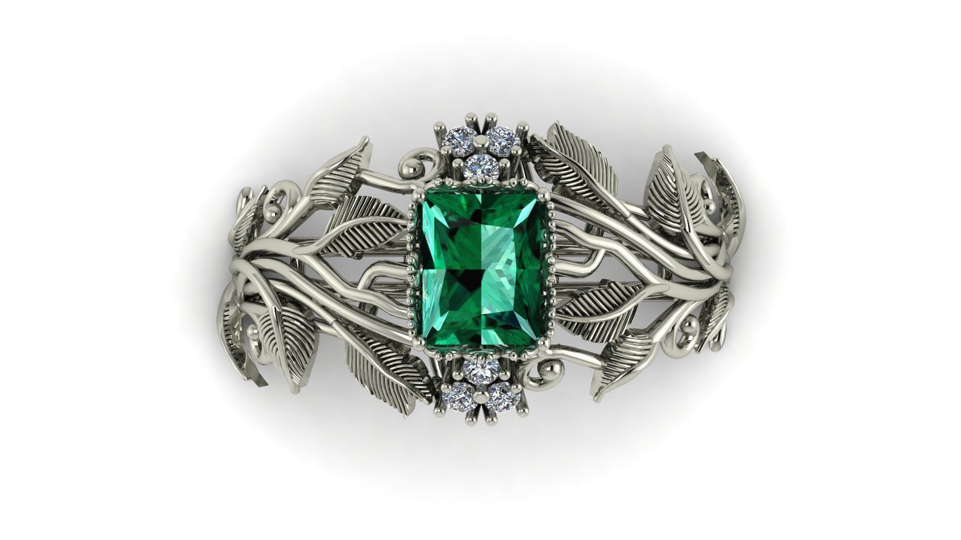 Ai Concept leaves ring 3D print model_7