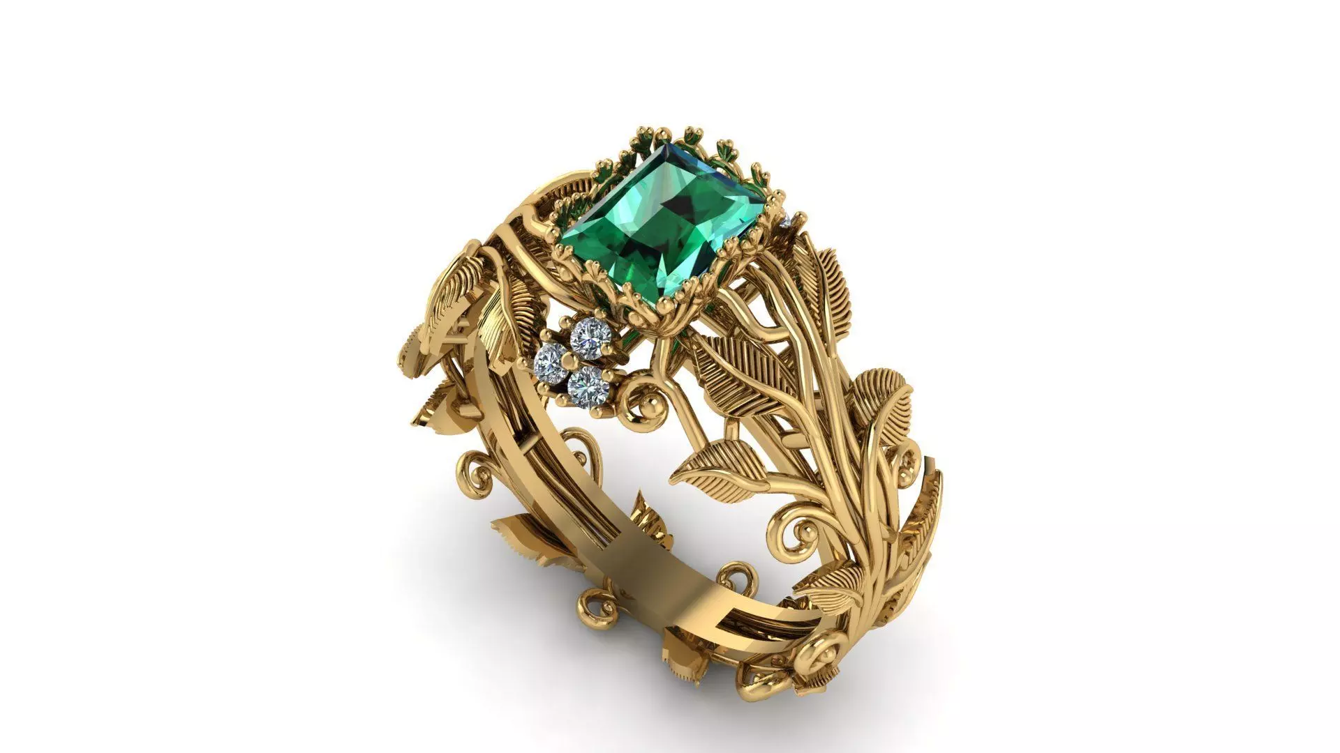 Ai Concept leaves ring 3D print model_0