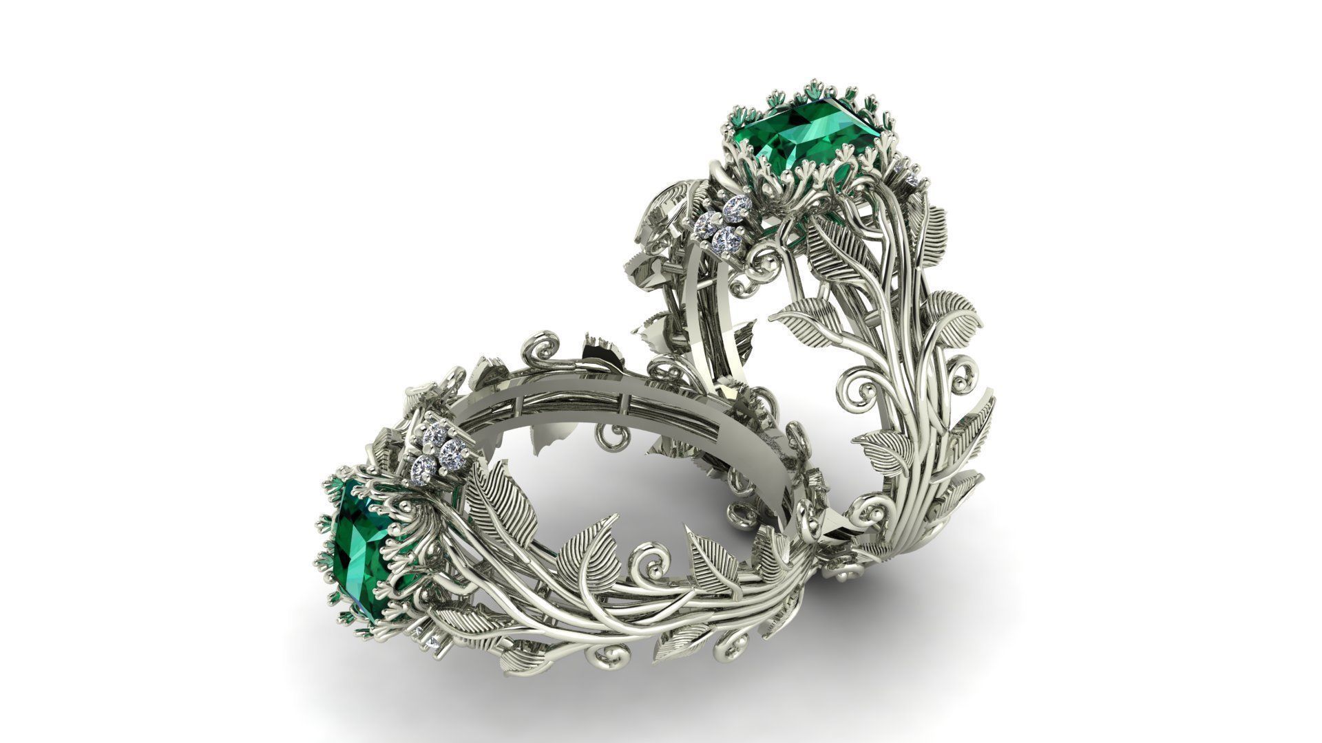 Ai Concept leaves ring 3D print model_13