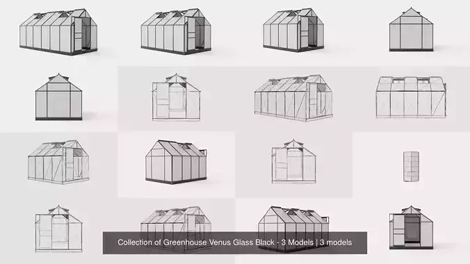 Collection of Greenhouse Venus Glass Black - 3 Models Collection of Greenhouse Venus Glass Black - 3 Models