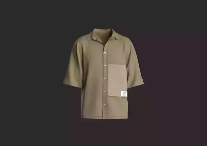 Mens shirt with texture fabric with cut and sew details