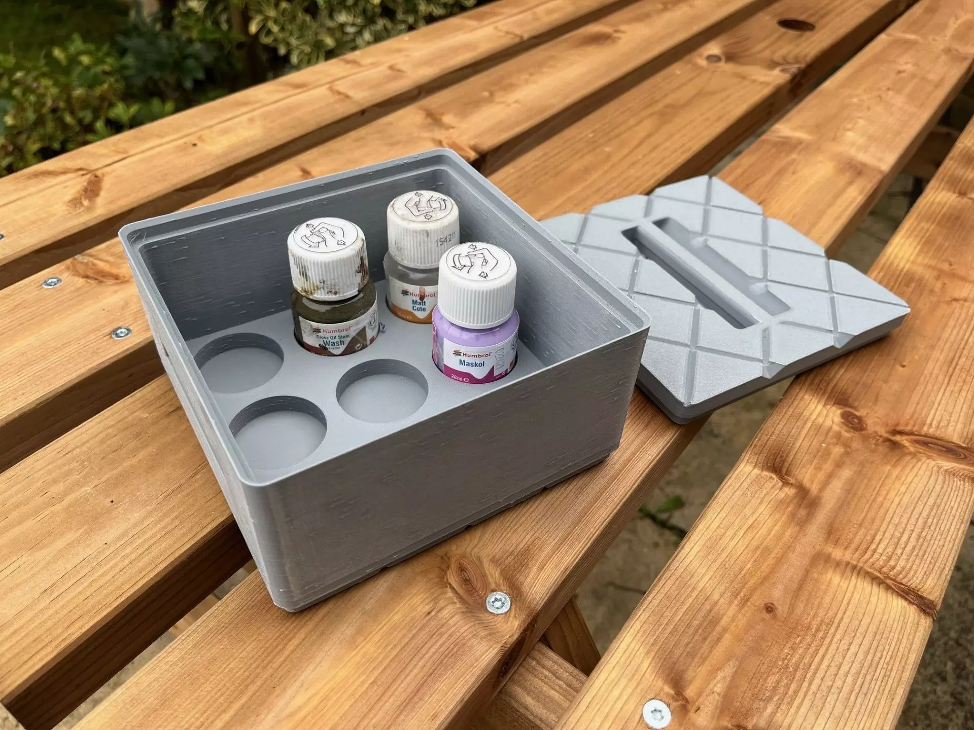 Stackable Humbrol 28ml Bottle Storage Boxes for Cote Maskol Wash 3D print model_0