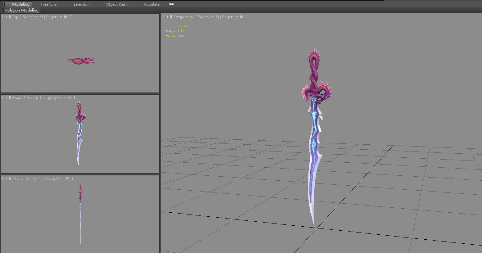 Coiling Dragon Sword Low-poly 3D model_3