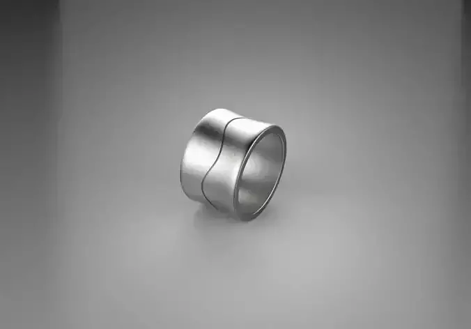 minimal 18K white gold ring printable 3D model 