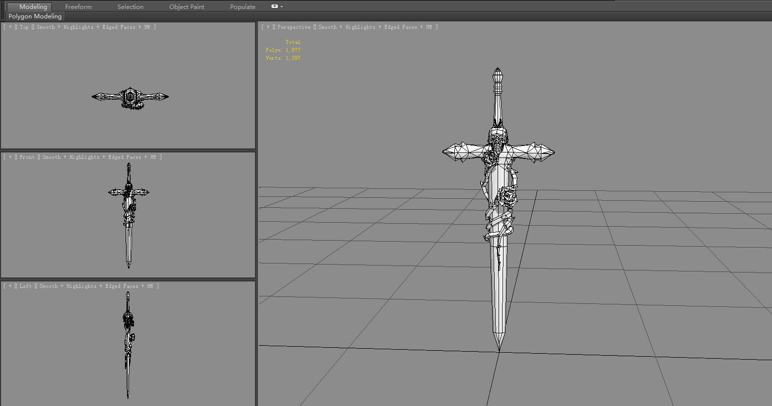 Vampire Count Sabre Low-poly 3D model_5