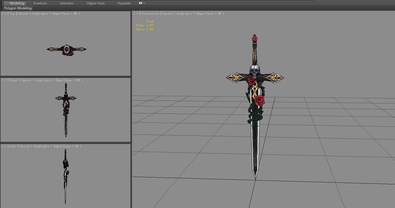 Vampire Count Sabre Low-poly 3D model_4