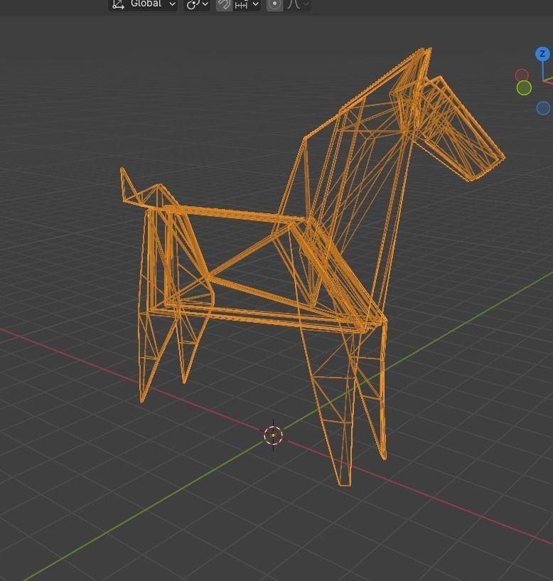 origami horse Low-poly 3D model_2