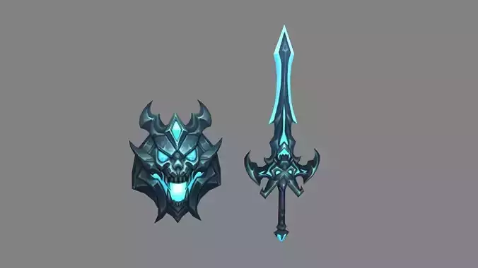 Cartoon Devil Sword Shield Weapon