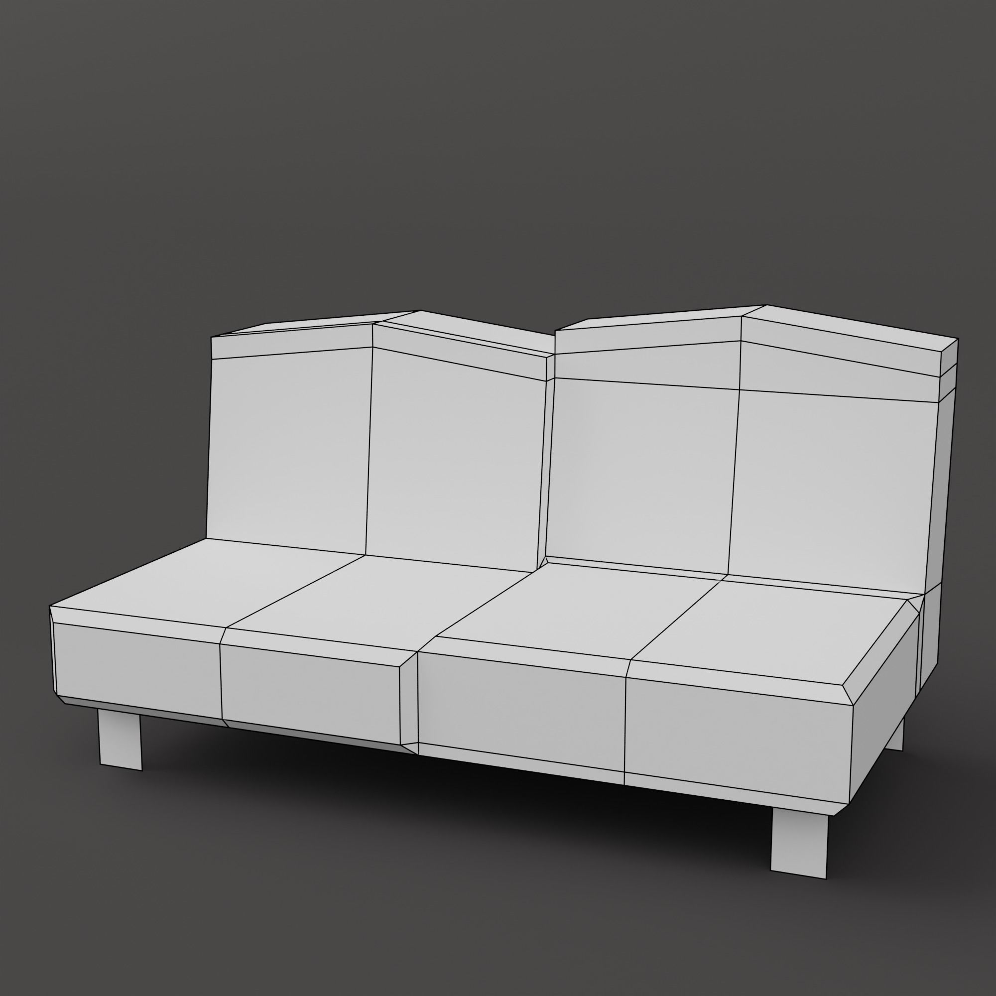 Sofa - PBR Pixel Art - PSX Retro Style Low-poly 3D model_5