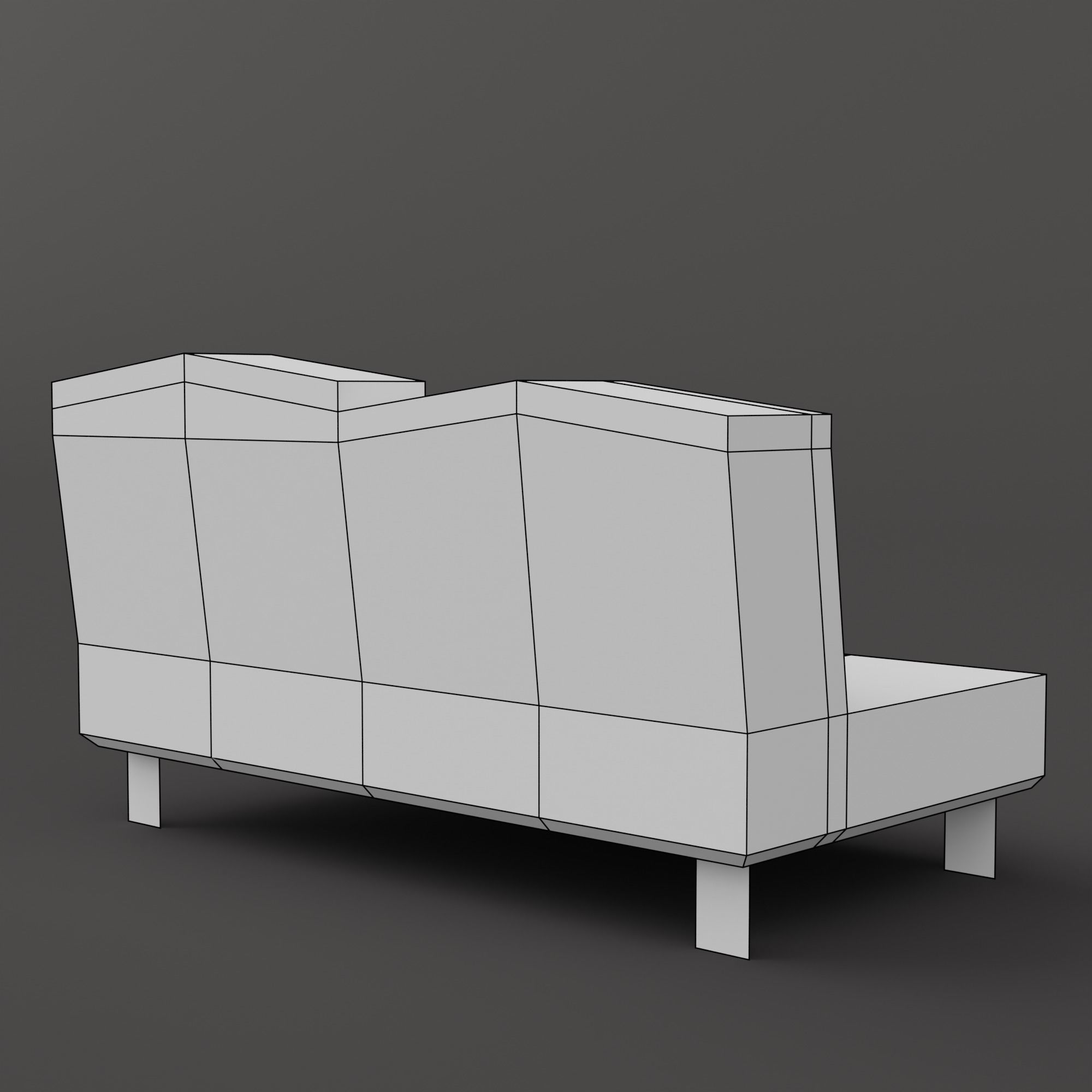Sofa - PBR Pixel Art - PSX Retro Style Low-poly 3D model_6