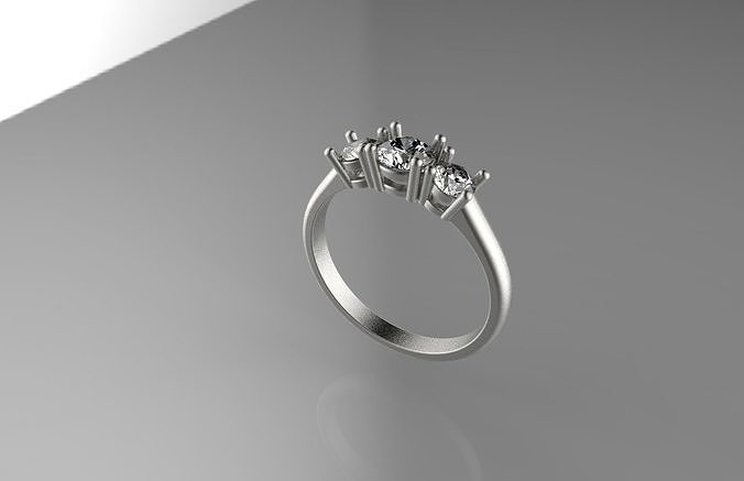 engagement ring 3 diamonds  printable 3D model  3D print model