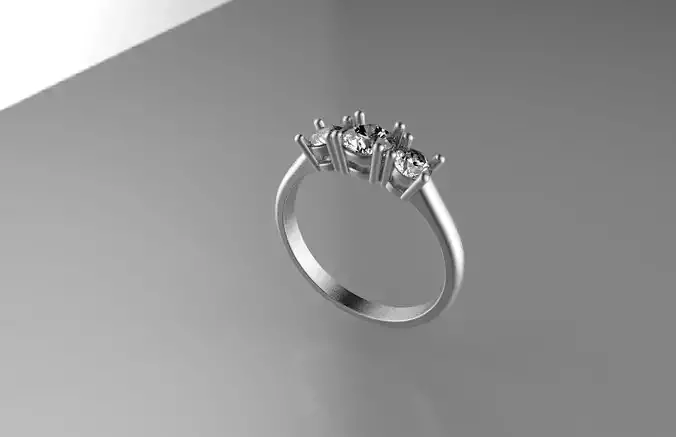 engagement ring 3 diamonds  printable 3D model 