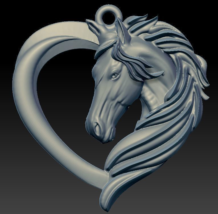 horse heart  pendant 3D model_1