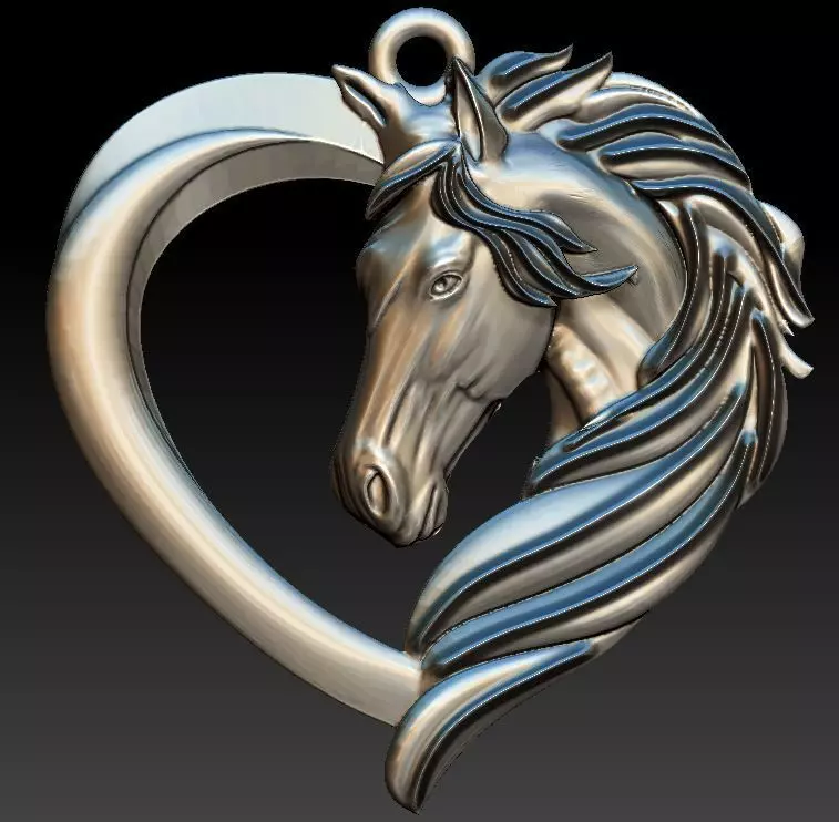 horse heart  pendant 3D model_0