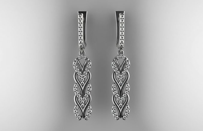 wheat diamonds earrings printable 3D model  3D print model